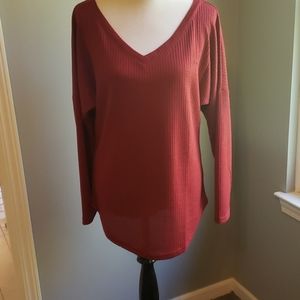 NWT deep v, waffle texture, long sleeve, SOFT